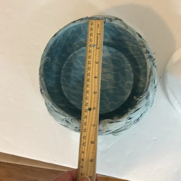 Vintage  Light Blue Feather Pillbox Hat Union Label Made in USA - Picture 10 of 12